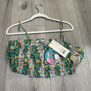NWT - RHODE x Target whimsical Green floral spaghetti strap crop bra